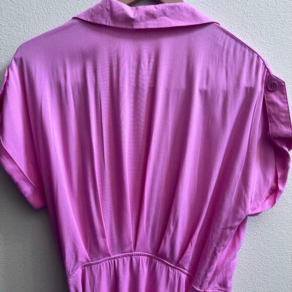 Gianni Bini V-Neck Wrap Mini Dress Pink Tab Short Sleeve Women's Small Dollcore - Picture 6 of 8